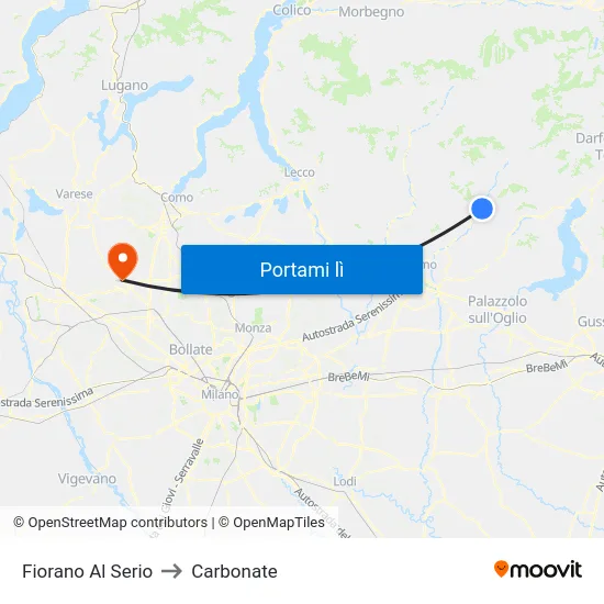 Fiorano Al Serio to Carbonate map