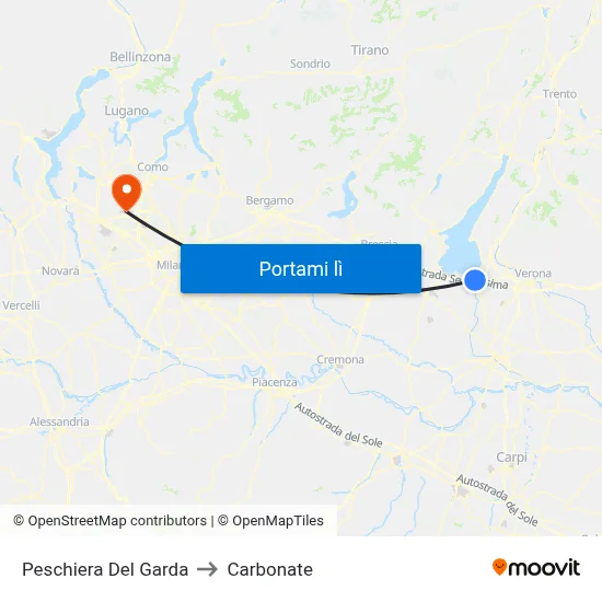Peschiera Del Garda to Carbonate map