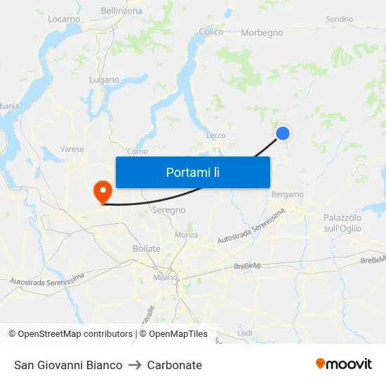 San Giovanni Bianco to Carbonate map