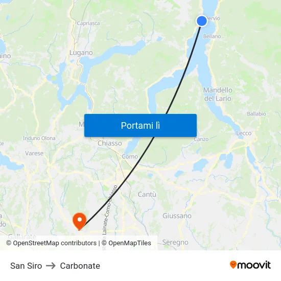 San Siro to Carbonate map