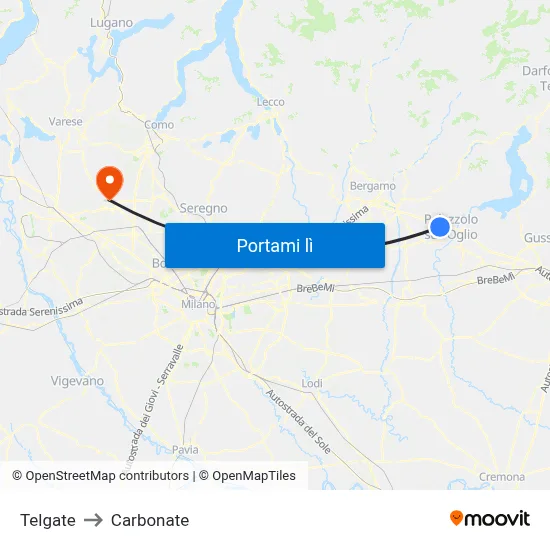 Telgate to Carbonate map