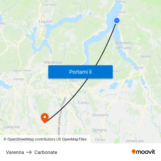 Varenna to Carbonate map