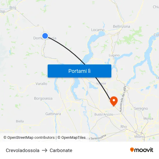 Crevoladossola to Carbonate map