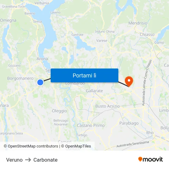 Veruno to Carbonate map