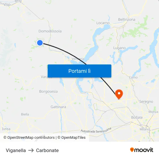 Viganella to Carbonate map