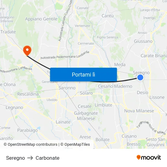 Seregno to Carbonate map