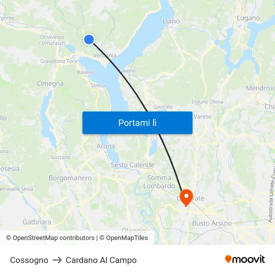 Cossogno to Cardano Al Campo map