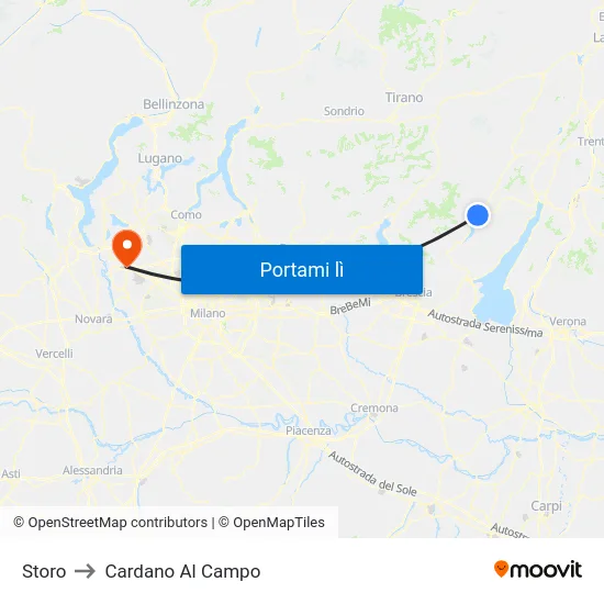 Storo to Cardano Al Campo map