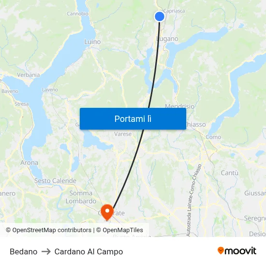 Bedano to Cardano Al Campo map