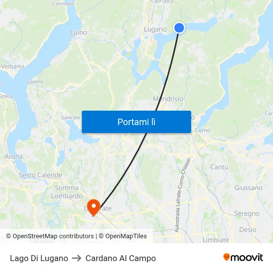 Lago Di Lugano to Cardano Al Campo map