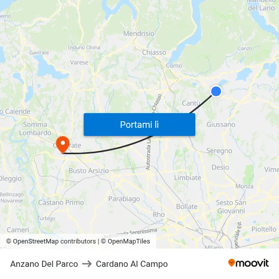 Anzano Del Parco to Cardano Al Campo map