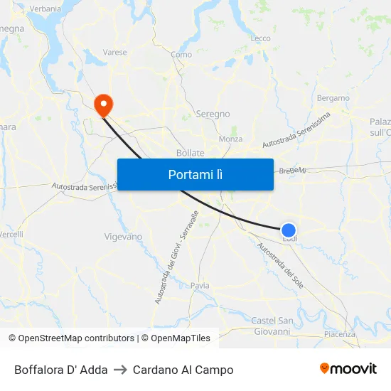 Boffalora D' Adda to Cardano Al Campo map