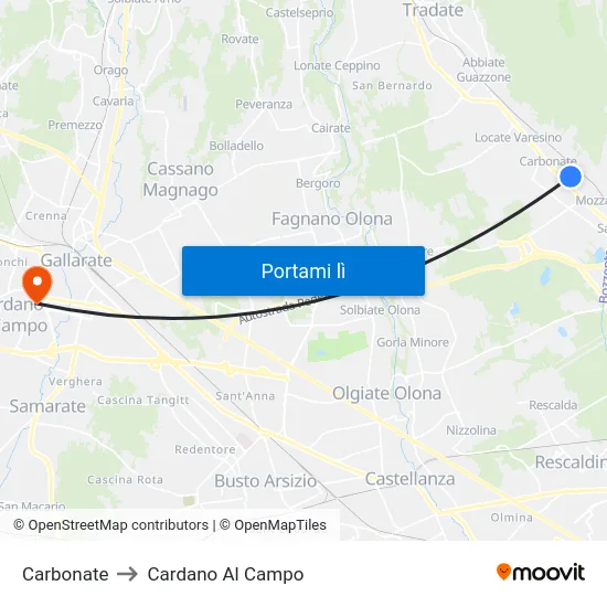 Carbonate to Cardano Al Campo map
