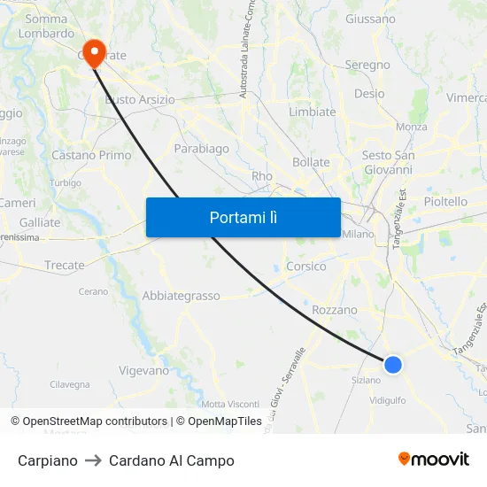 Carpiano to Cardano Al Campo map