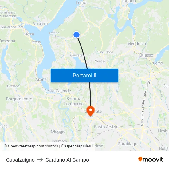 Casalzuigno to Cardano Al Campo map