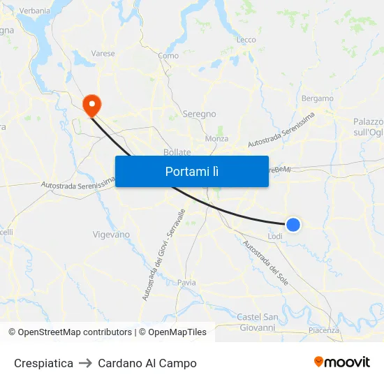 Crespiatica to Cardano Al Campo map