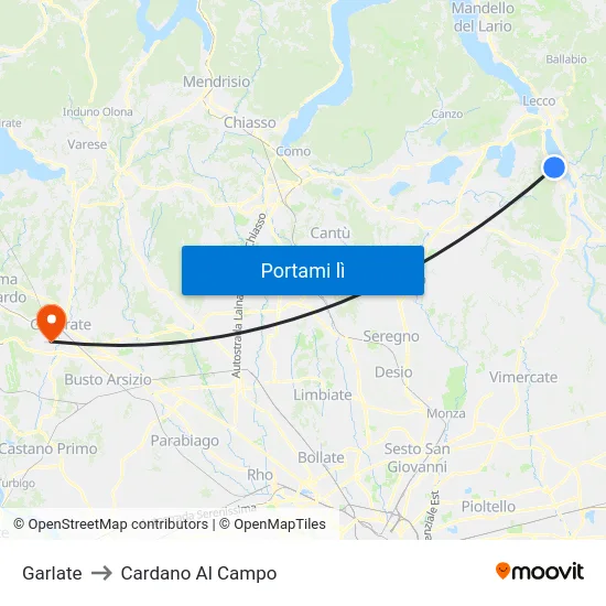 Garlate to Cardano Al Campo map