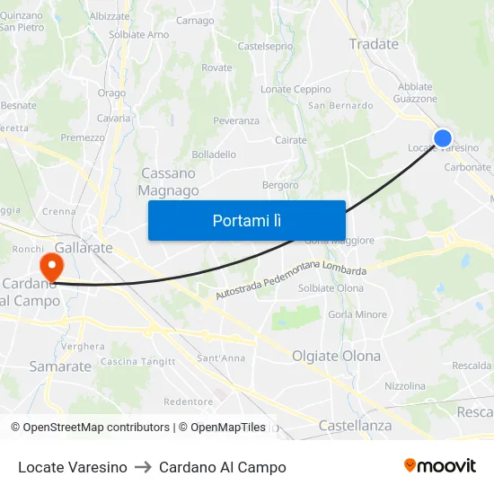 Locate Varesino to Cardano Al Campo map