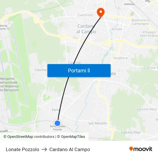 Lonate Pozzolo to Cardano Al Campo map