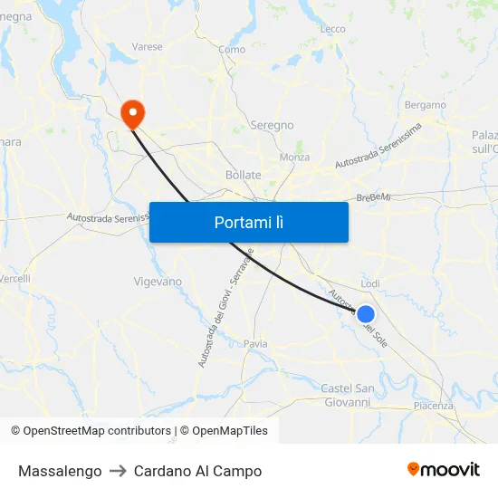 Massalengo to Cardano Al Campo map