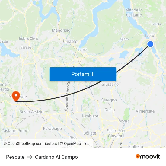 Pescate to Cardano Al Campo map