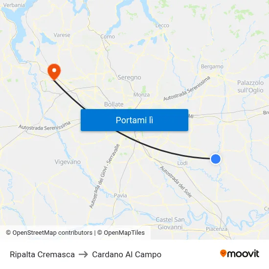 Ripalta Cremasca to Cardano Al Campo map