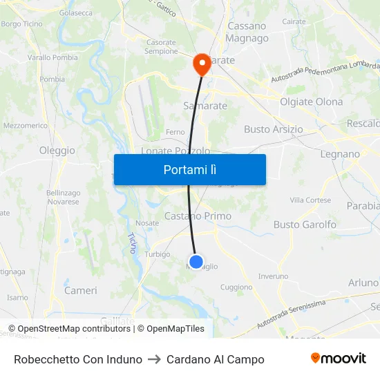 Robecchetto Con Induno to Cardano Al Campo map