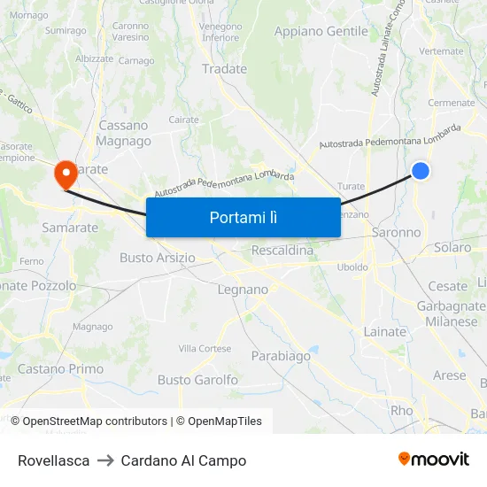 Rovellasca to Cardano Al Campo map