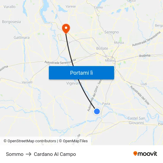 Sommo to Cardano Al Campo map