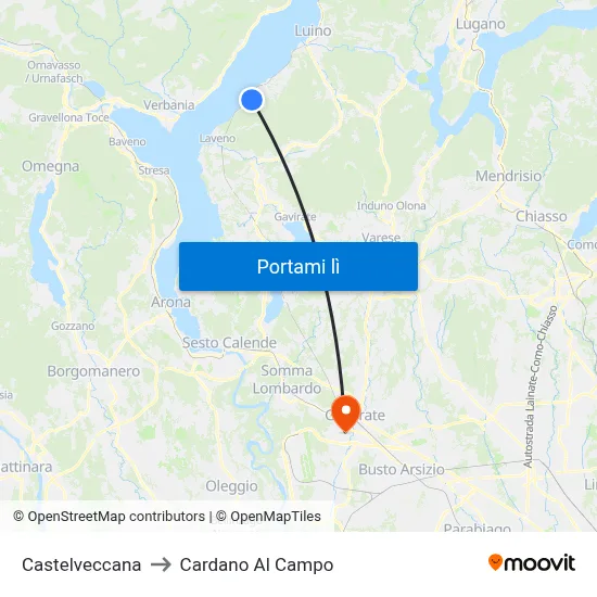 Castelveccana to Cardano Al Campo map