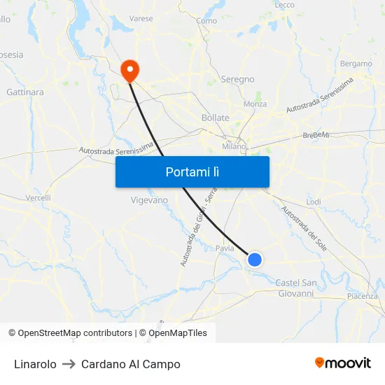 Linarolo to Cardano Al Campo map
