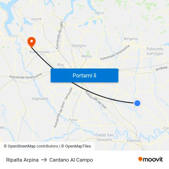 Ripalta Arpina to Cardano Al Campo map