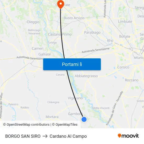 BORGO SAN SIRO to Cardano Al Campo map