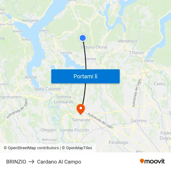 BRINZIO to Cardano Al Campo map