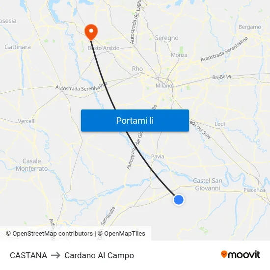 CASTANA to Cardano Al Campo map