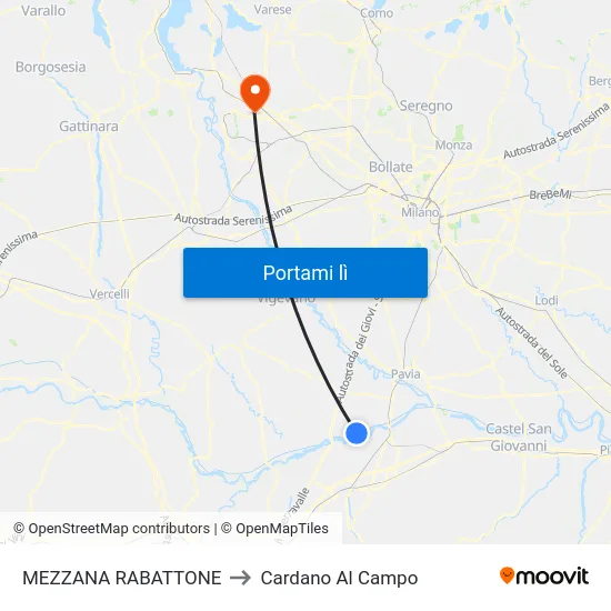 MEZZANA RABATTONE to Cardano Al Campo map