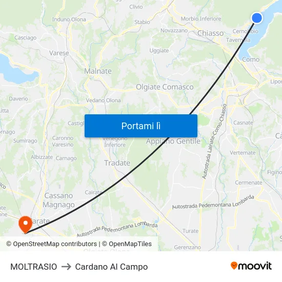 MOLTRASIO to Cardano Al Campo map