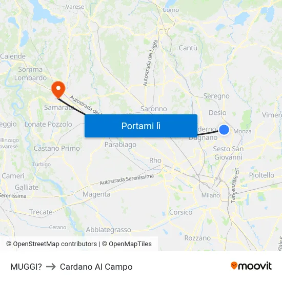 MUGGI? to Cardano Al Campo map