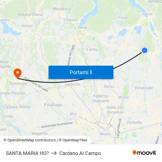 SANTA MARIA HO? to Cardano Al Campo map