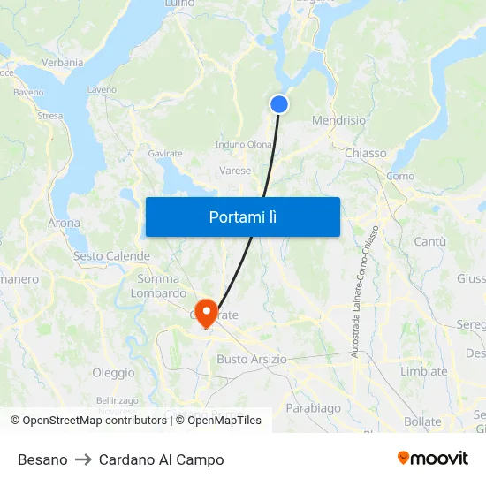 Besano to Cardano Al Campo map