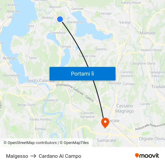 Malgesso to Cardano Al Campo map