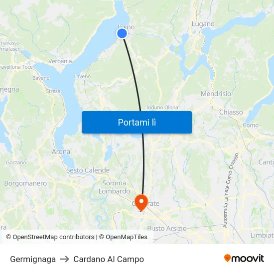 Germignaga to Cardano Al Campo map