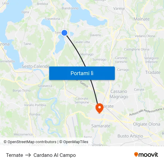 Ternate to Cardano Al Campo map