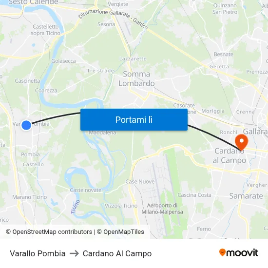 Varallo Pombia to Cardano Al Campo map