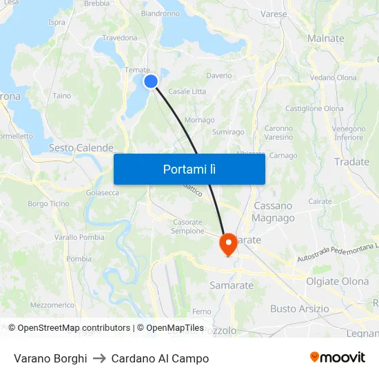 Varano Borghi to Cardano Al Campo map