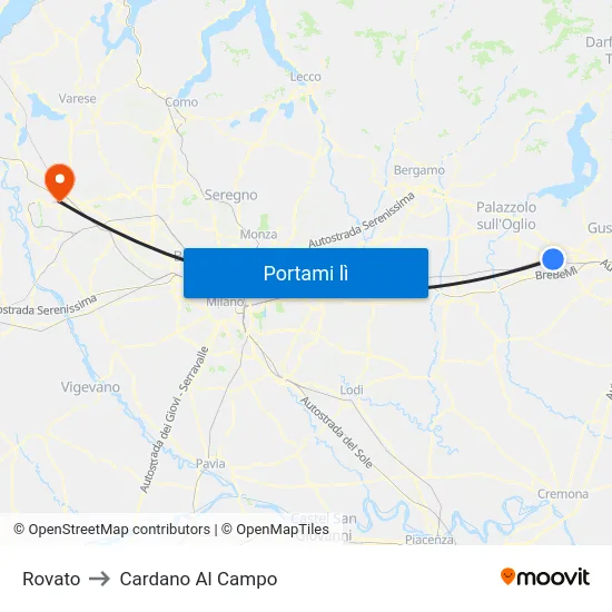 Rovato to Cardano Al Campo map