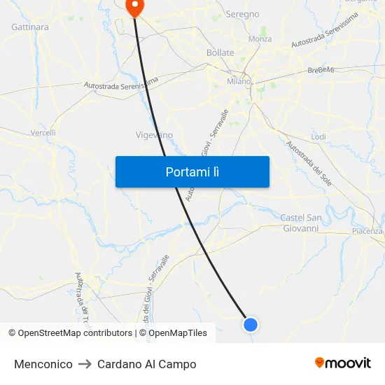 Menconico to Cardano Al Campo map