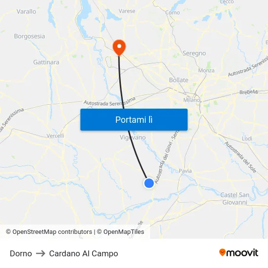 Dorno to Cardano Al Campo map