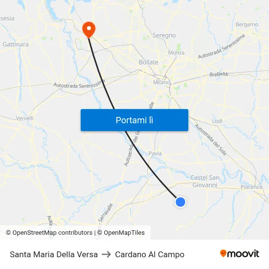 Santa Maria Della Versa to Cardano Al Campo map