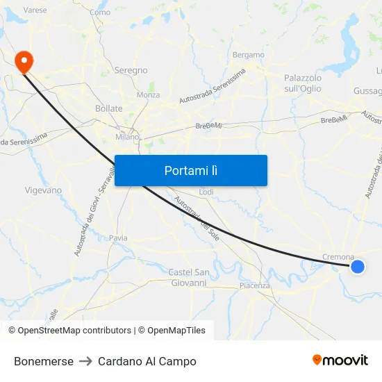 Bonemerse to Cardano Al Campo map